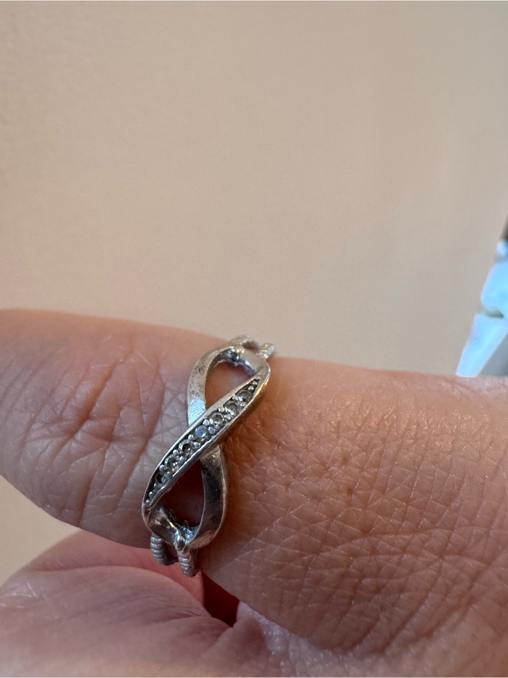 Sterling Silver 925 Infinity Ring with Cubic Zirconia